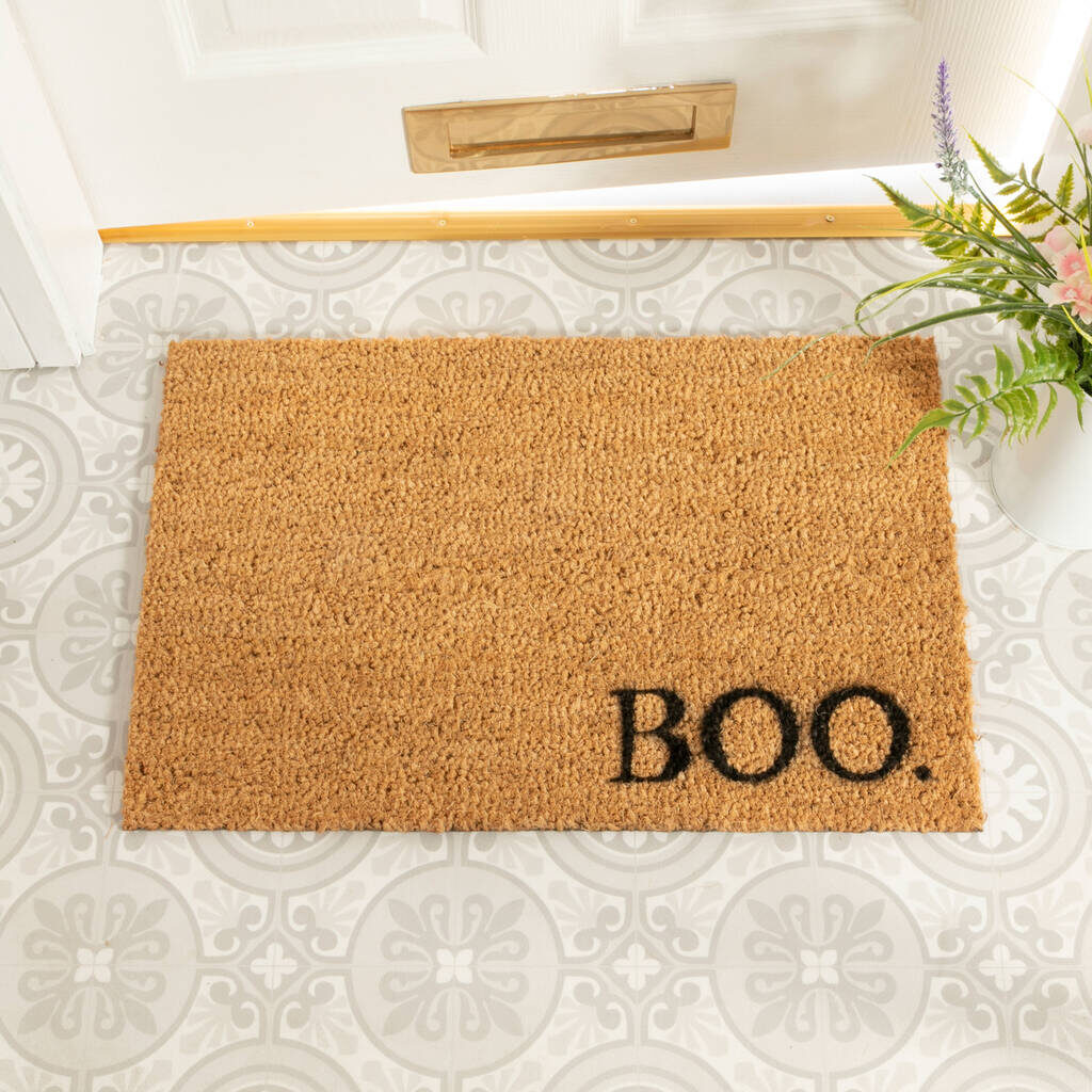 boo front doormat for halloween