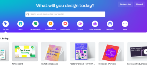 Canva's home page
